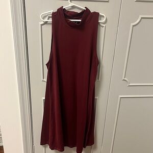 Burgundy mock neck mini dress